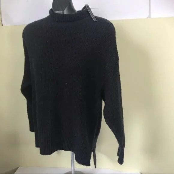 Grace NEW The Perfect Fit Oversized Wool Knit Mock Neck Side Slits Sweater Top M - Picture 2 of 14